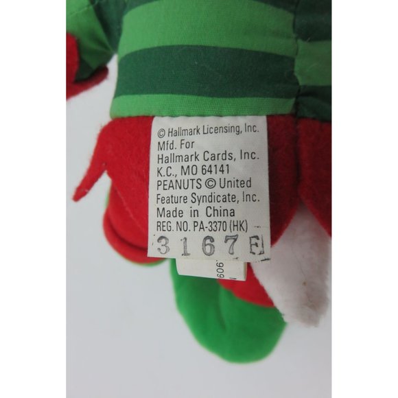 HALLMARK PEANUTS Snoopy Elf Plush Stuffed Toy Green and Red Jester 10" - Picture 2 of 11